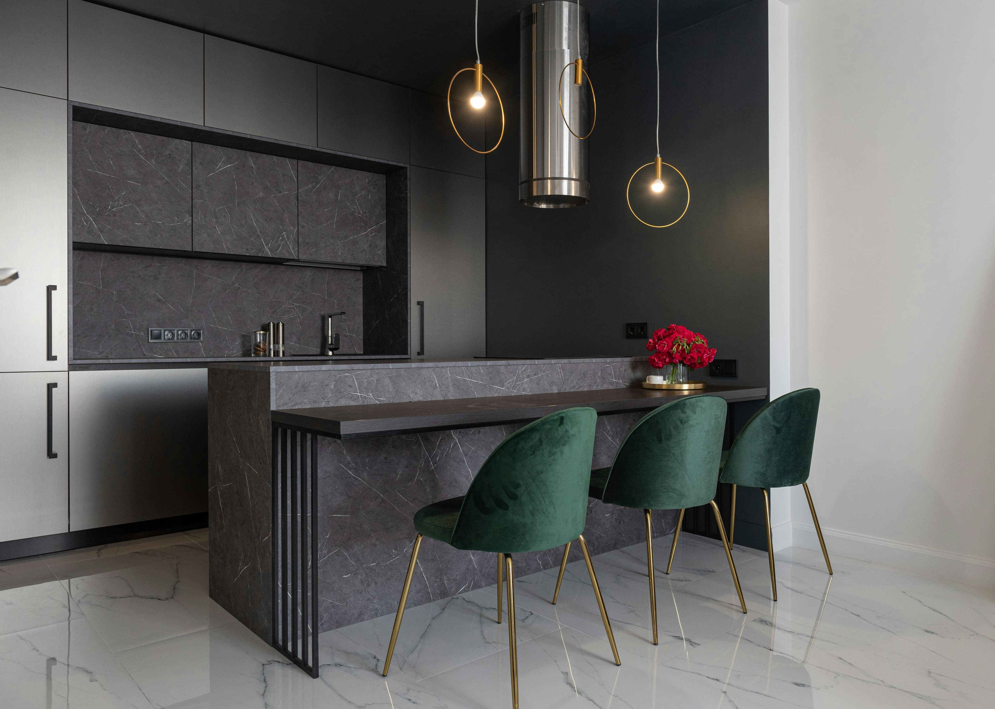 Modern quartz kitchen countertop